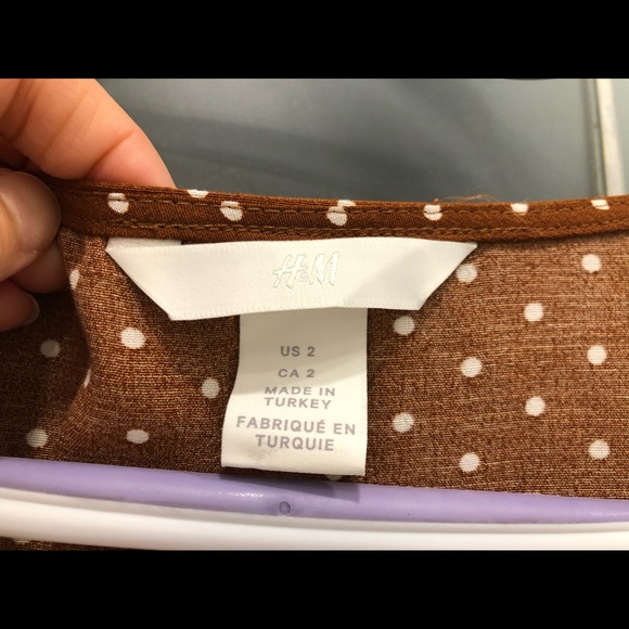 New H&M Brown Polka dots Blouse Top - Picture 2 of 8